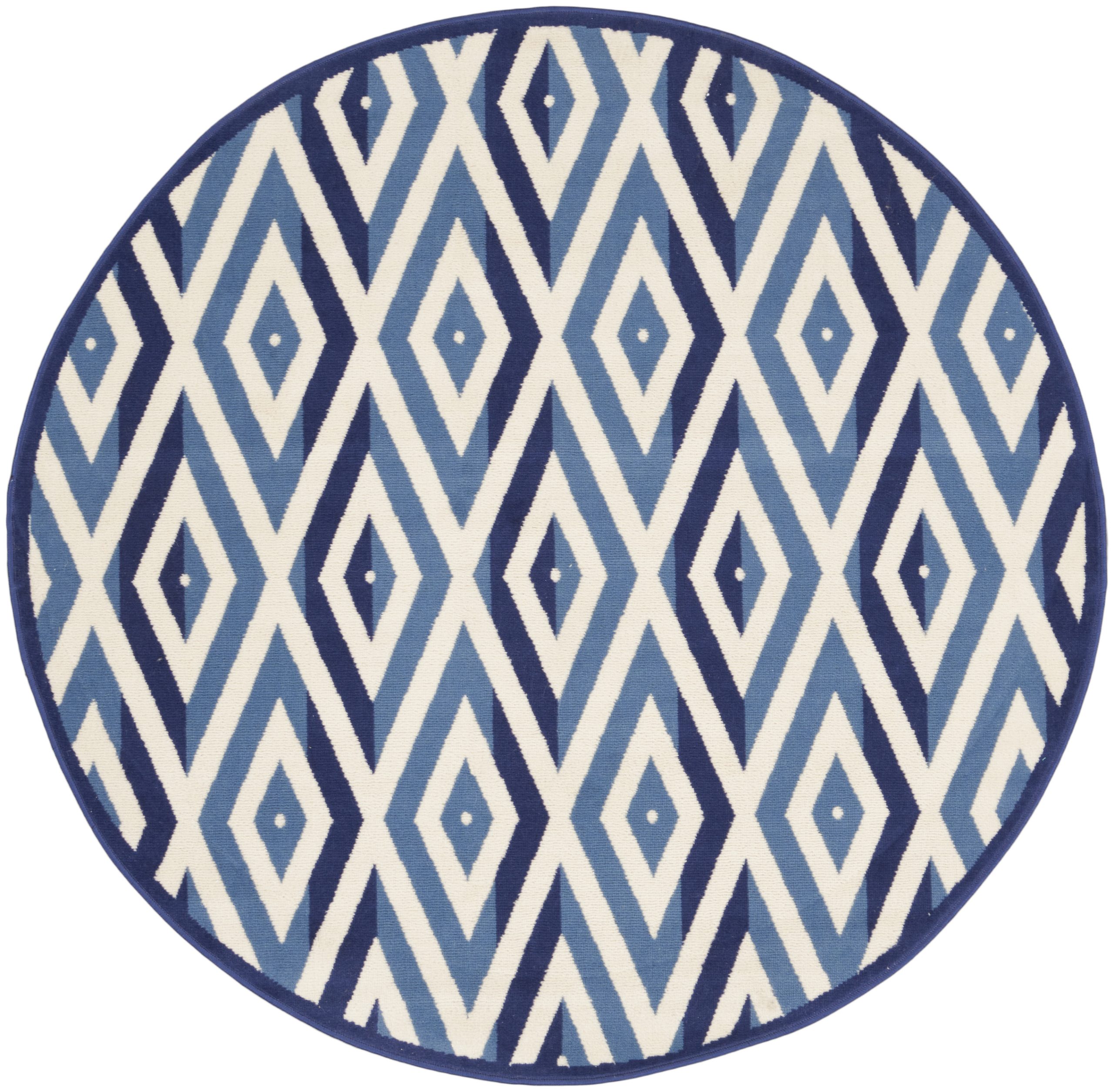 Nourison Grafix MidCentury Modern White Blue Area Rug Fovama Rugs